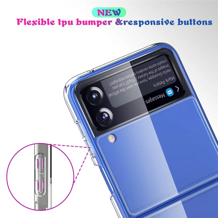 For Samsung Galaxy Z Flip4 5G Crystal Clear Case Hard PC Back Soft TPU Bumper Edge Anti-Scratch Cover - 7