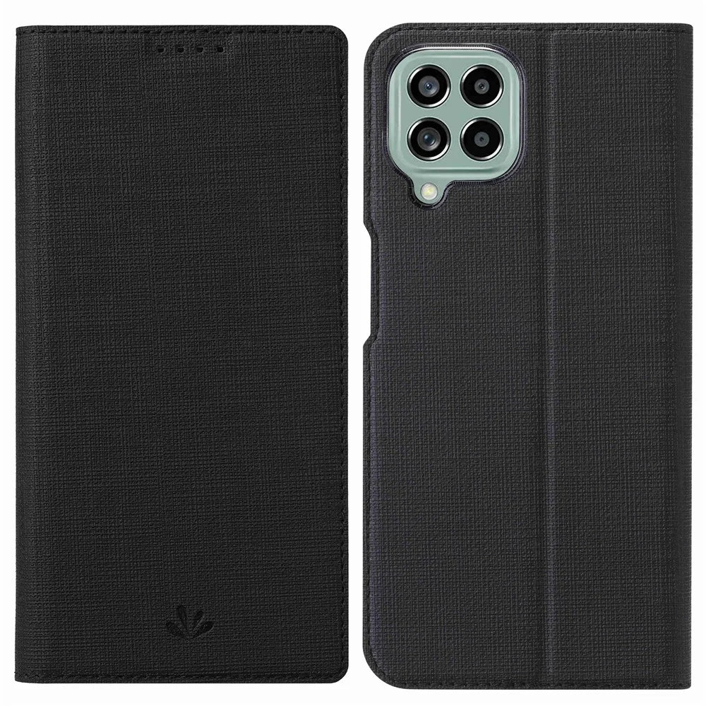 VILI DMX Series for Samsung Galaxy M33 5G (Global Version) Stand Phone Case PU Leather Phone Shell Hands-free Anti-drop Cover with Card Holder - Black - 1