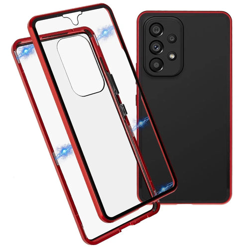 For Samsung Galaxy A53 5G Full Body Case Magnetic Tempered Glass Double-Sided Phone Case - Red - 1