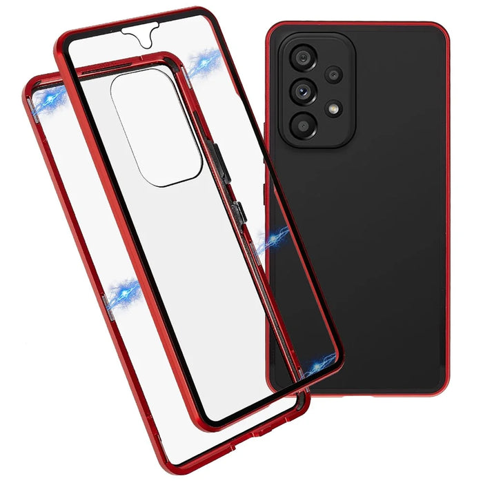 For Samsung Galaxy A53 5G Full Body Case Magnetic Tempered Glass Double-Sided Phone Case - Red - 1