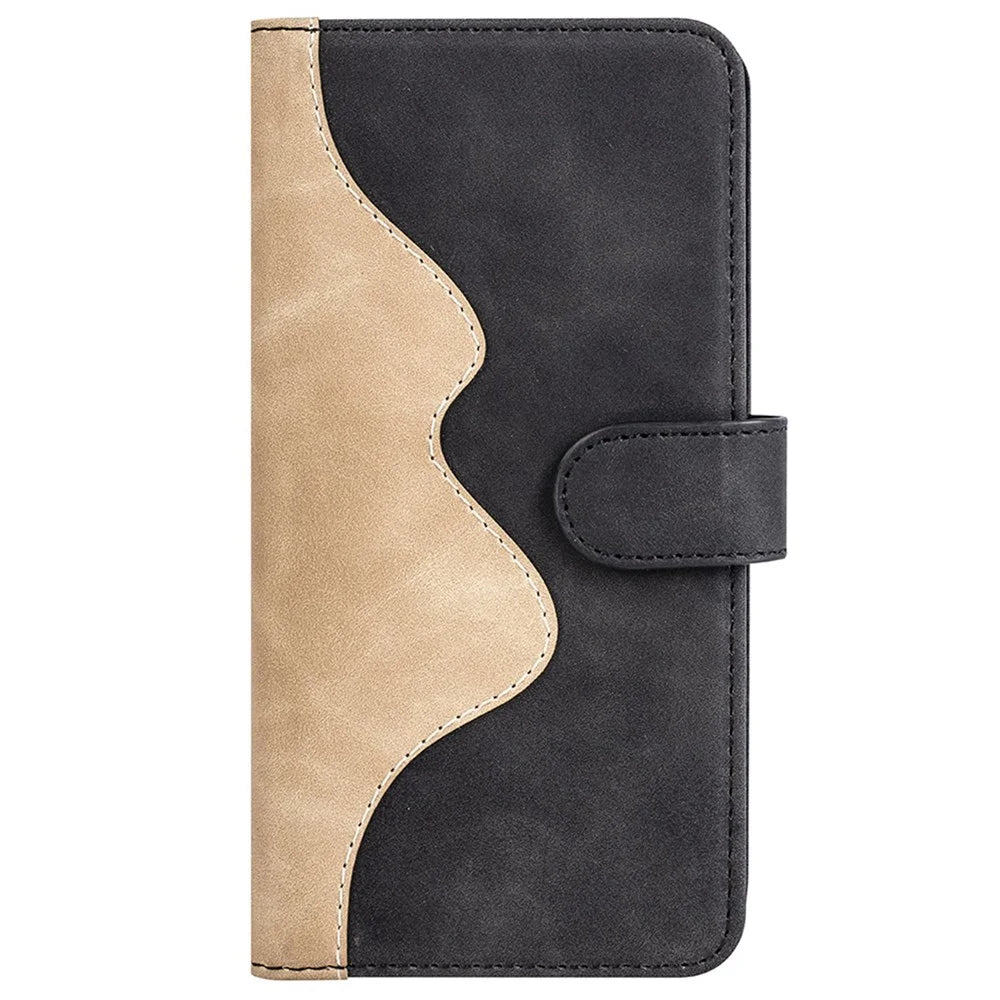 For Samsung Galaxy Xcover 5 PU Leather Full Body Shockproof Flip Case Magnetic Closure Stand Splicing Folio Wallet Cover - Black - 6