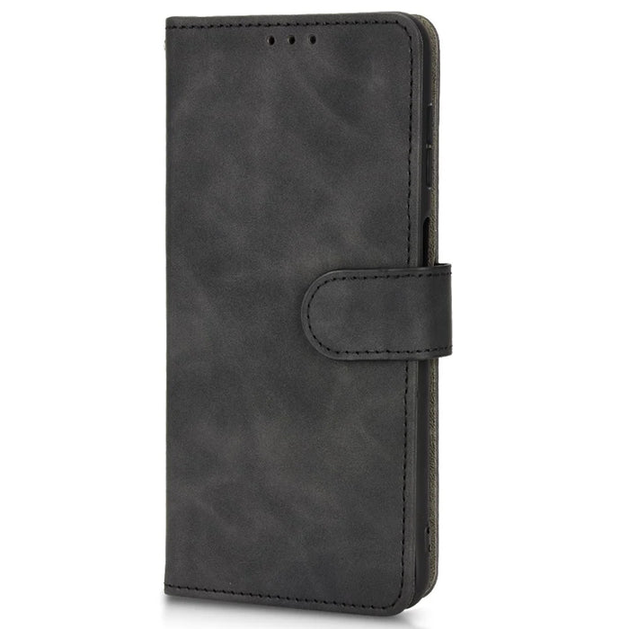 For Samsung Galaxy M33 5G (Global Version) PU Leather Wallet Case Stand Magnetic Closure Skin-touch Feeling Shockproof Flip Cover - Black - 4