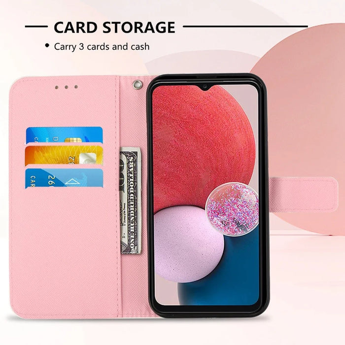 For Samsung Galaxy A13 4G Leather Case 3D Pattern Printing Wallet Stand Mobile Cover with Strap - Never Stop Dreaming - 3