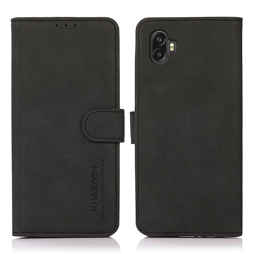 KHAZNEH for Samsung Galaxy Xcover 6 Pro Wallet Case Textured PU Leather Inner TPU Anti-Scratch Full Protective Stand Flip Cover - Black - 1