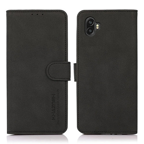 KHAZNEH for Samsung Galaxy Xcover 6 Pro Wallet Case Textured PU Leather Inner TPU Anti-Scratch Full Protective Stand Flip Cover - Black - 1