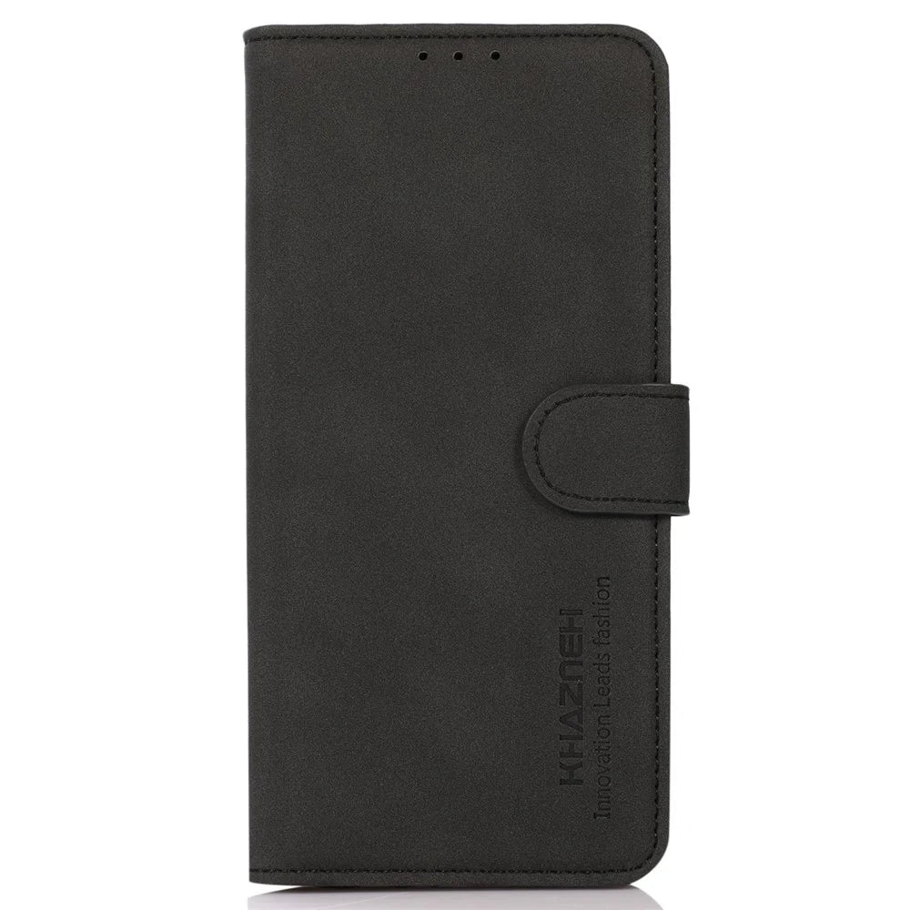 KHAZNEH for Samsung Galaxy Xcover 6 Pro Wallet Case Textured PU Leather Inner TPU Anti-Scratch Full Protective Stand Flip Cover - Black - 6