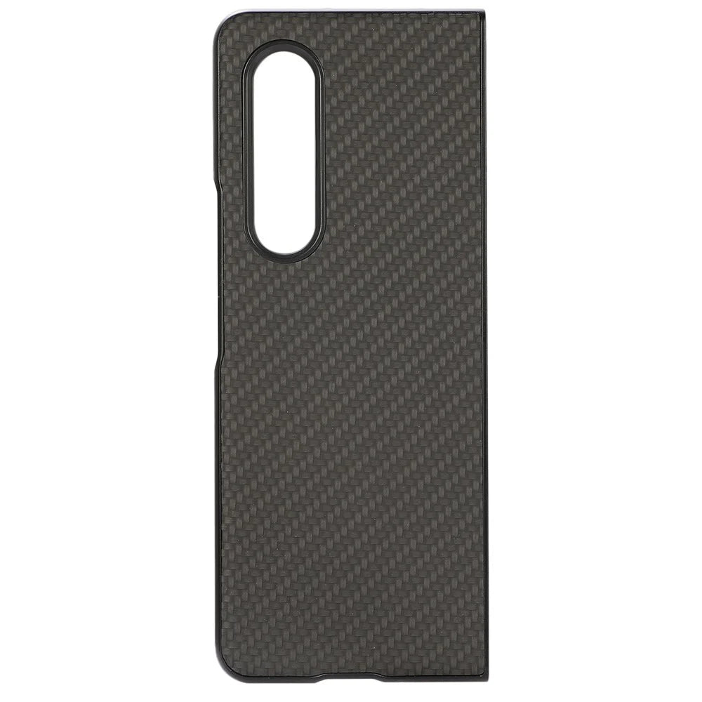 For Samsung Galaxy Z Fold4 5G Anti-drop Phone Case Carbon Fiber Texture Case PU Leather Coated PC Mobile Phone Protective Cover - Black - 4