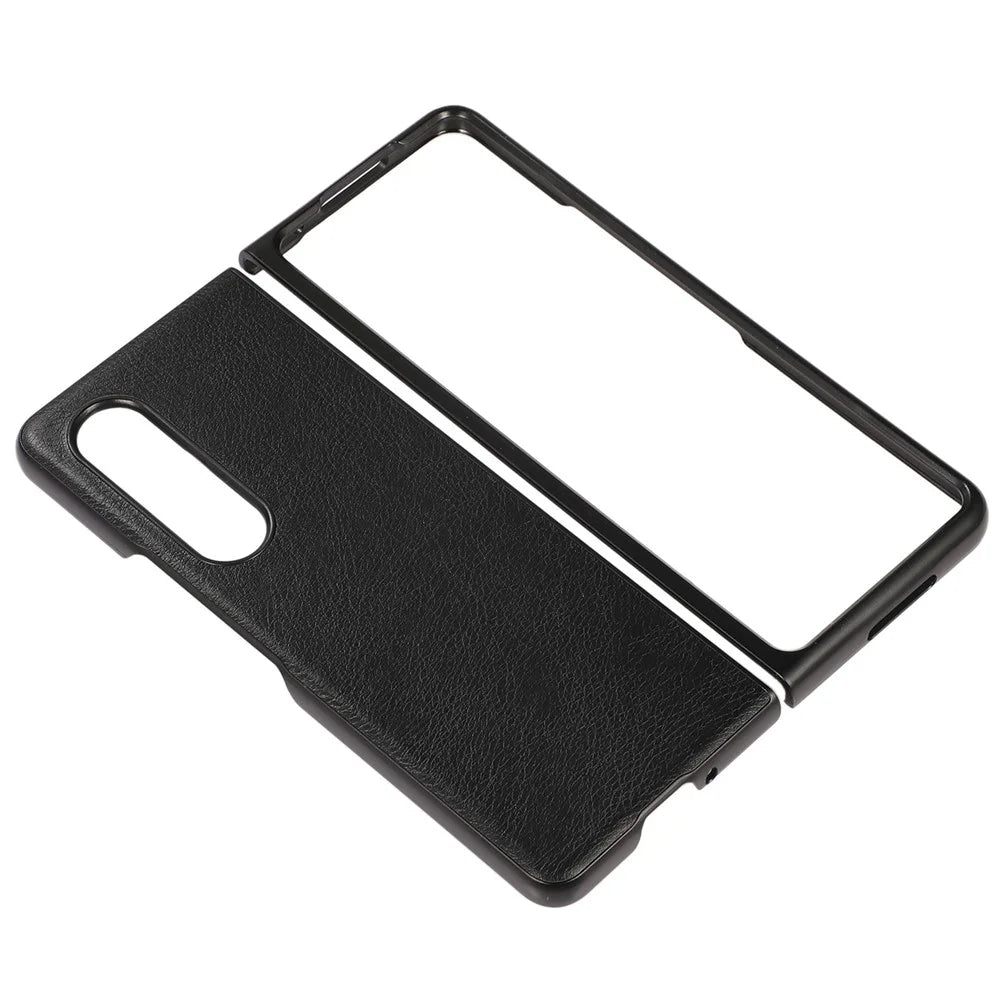 For Samsung Galaxy Z Fold4 5G PU Leather Coated TPU + PC Shockproof Cover Litchi Texture Anti-slip Grip Back Case - Black - 2