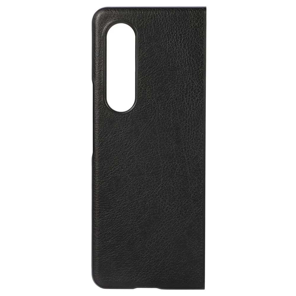 For Samsung Galaxy Z Fold4 5G PU Leather Coated TPU + PC Shockproof Cover Litchi Texture Anti-slip Grip Back Case - Black - 3
