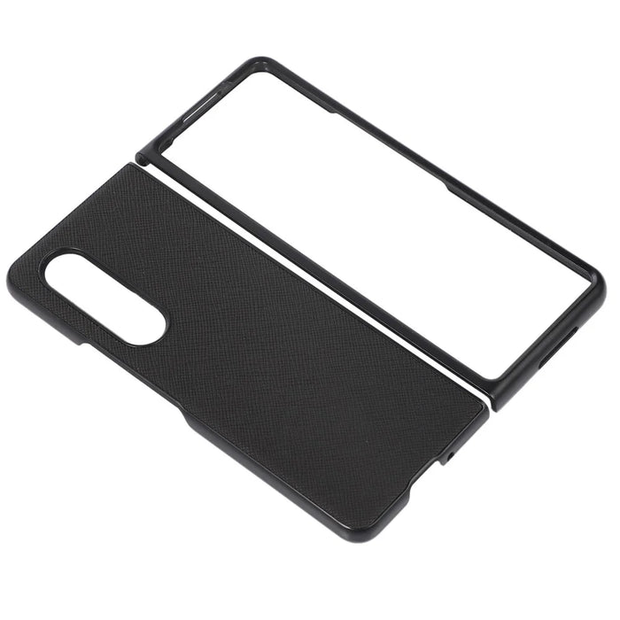 For Samsung Galaxy Z Fold4 5G Cross Texture Non-Slip Grip Back Case PU Leather Coated PC + TPU Shockproof Cover - Black - 2