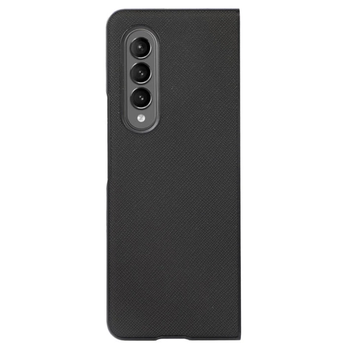 For Samsung Galaxy Z Fold4 5G Cross Texture Non-Slip Grip Back Case PU Leather Coated PC + TPU Shockproof Cover - Black - 3