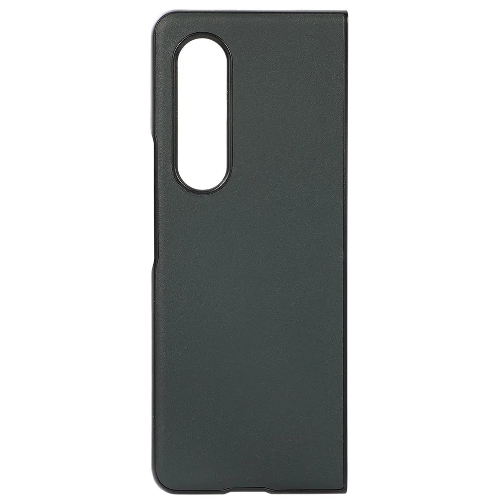 For Samsung Galaxy Z Fold4 5G Textured Genuine Leather Coating Back Cover Soft TPU Bumper Hard PC Shock-Absorption Phone Case - Green - 4