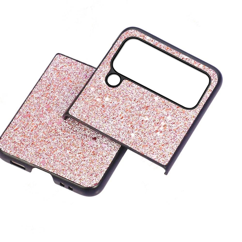 For Samsung Galaxy Z Flip4 5G Glitter Skin Protective Cover PU Leather Coated PC Anti-Slip Shockproof Protective Phone Case - Pink - 2