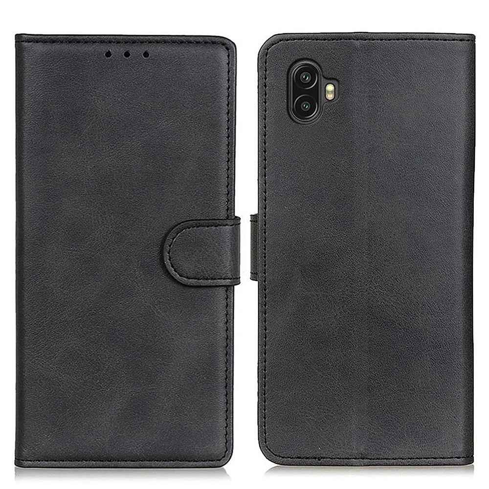 For Samsung Galaxy Xcover 6 Pro PU Leather Stand Phone Case Full Coverage Wallet Protective Cover - Black - 1