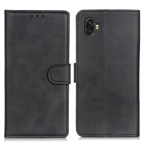 For Samsung Galaxy Xcover 6 Pro PU Leather Stand Phone Case Full Coverage Wallet Protective Cover - Black - 1