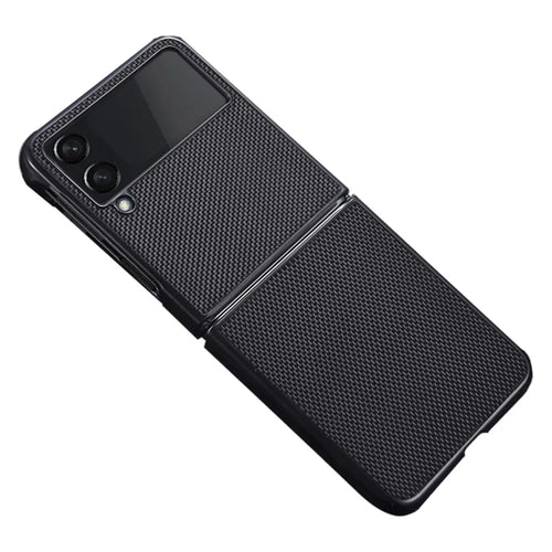 For Samsung Galaxy Z Flip4 5G Nylon Texture Anti-scratch PU Leather Coated PC Protective Phone Case - Black - 1