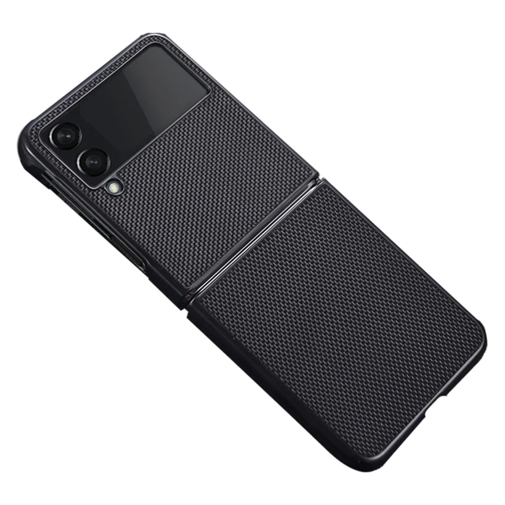 For Samsung Galaxy Z Flip4 5G Nylon Texture Anti-scratch PU Leather Coated PC Protective Phone Case - Black - 1