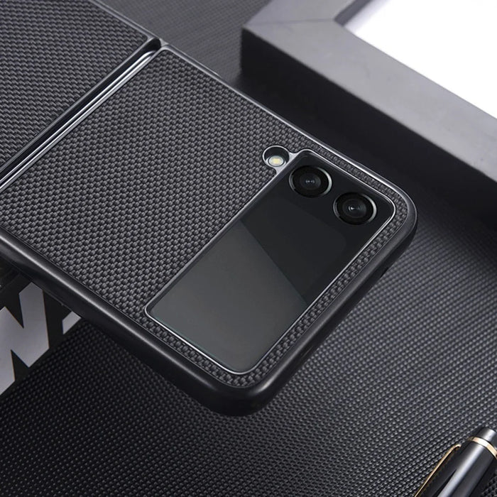 For Samsung Galaxy Z Flip4 5G Nylon Texture Anti-scratch PU Leather Coated PC Protective Phone Case - Black - 4