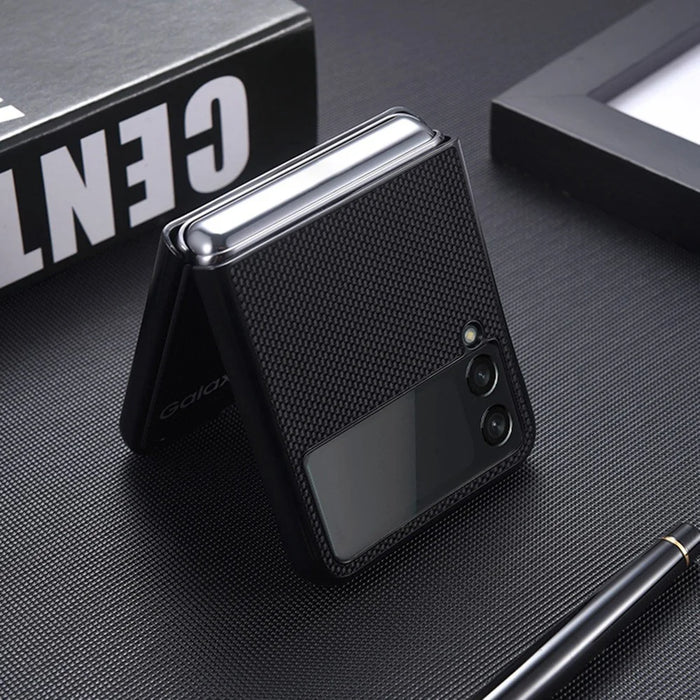 For Samsung Galaxy Z Flip4 5G Nylon Texture Anti-scratch PU Leather Coated PC Protective Phone Case - Black - 5