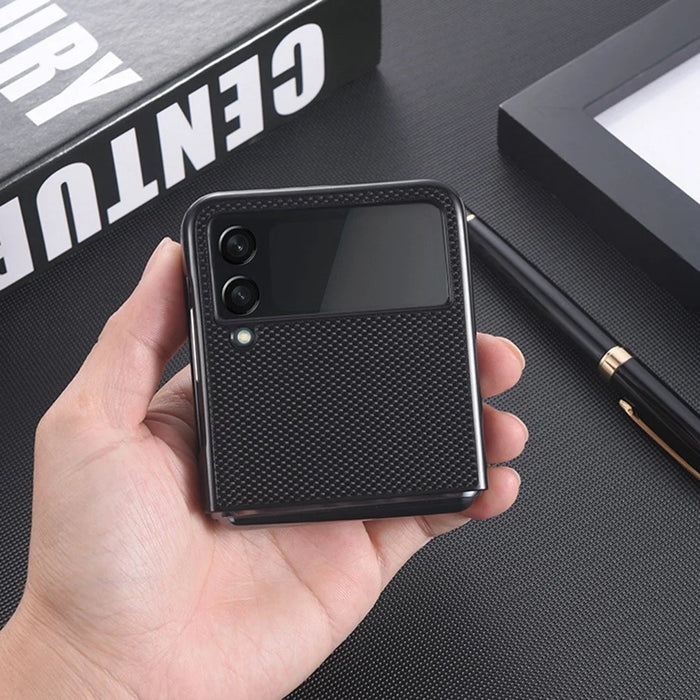 For Samsung Galaxy Z Flip4 5G Nylon Texture Anti-scratch PU Leather Coated PC Protective Phone Case - Black - 7