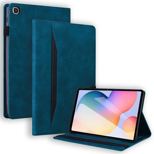 For Samsung Galaxy Tab S6 Lite (2020) / (2022) / (2024) Wear-resistant Tablet Case PU Leather Stand Wallet Folio Flip Shell with Pencil Holder - Blue - 1