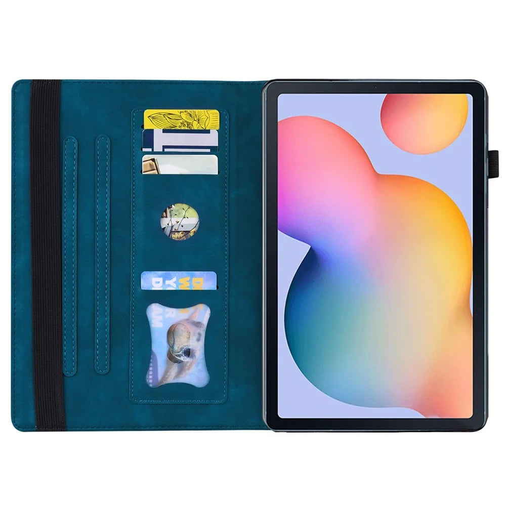 For Samsung Galaxy Tab S6 Lite (2020) / (2022) / (2024) Wear-resistant Tablet Case PU Leather Stand Wallet Folio Flip Shell with Pencil Holder - Blue - 2