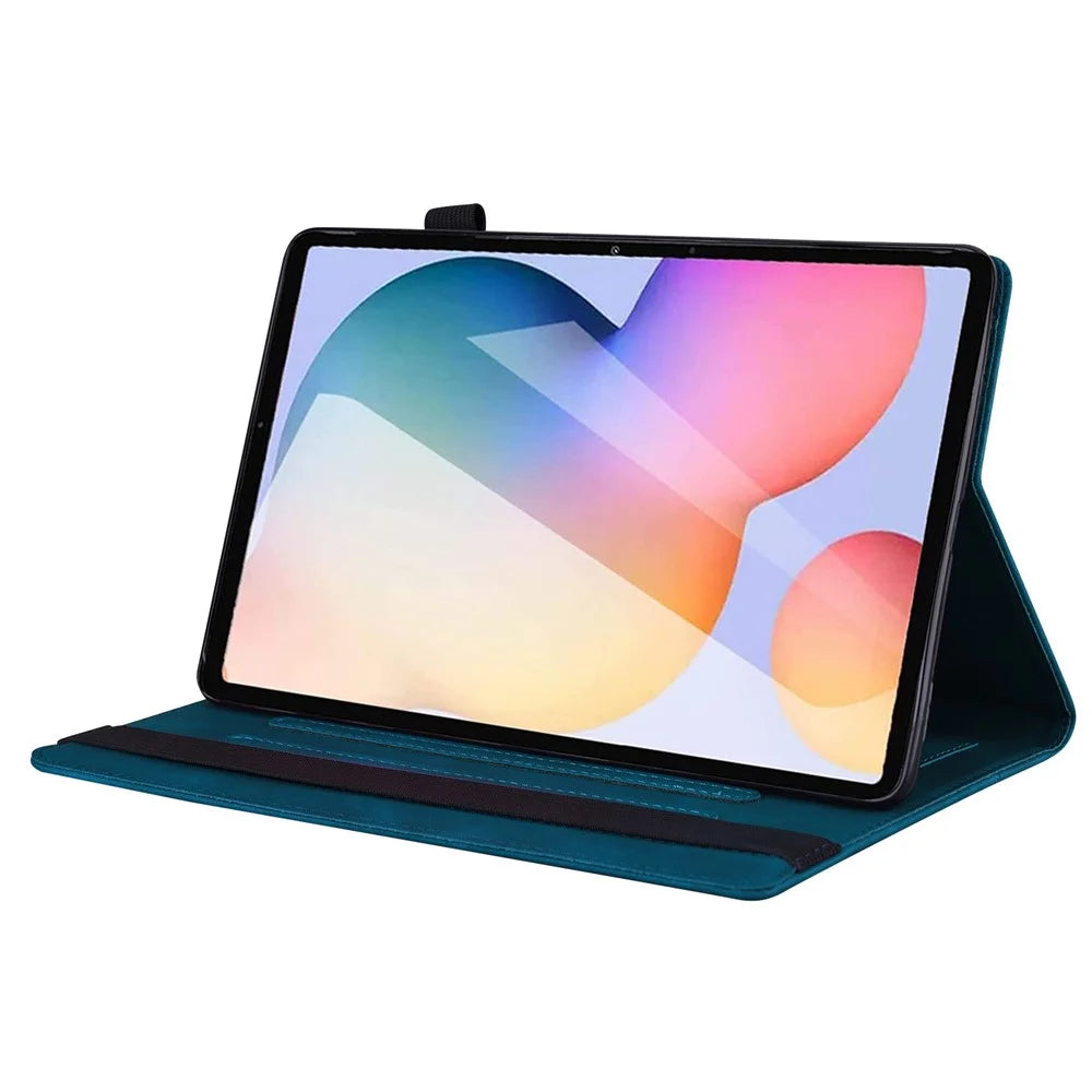 For Samsung Galaxy Tab S6 Lite (2020) / (2022) / (2024) Wear-resistant Tablet Case PU Leather Stand Wallet Folio Flip Shell with Pencil Holder - Blue - 3