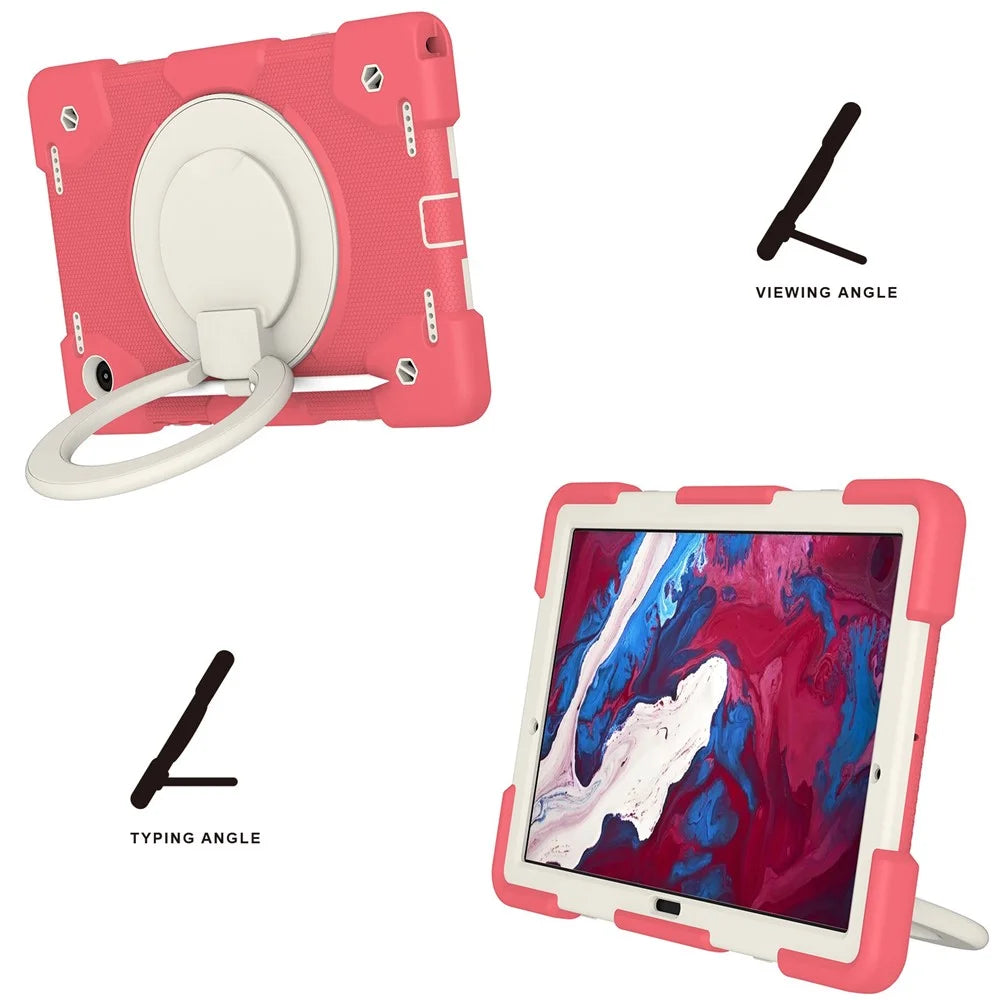 Drop-proof PC + Silicone Case for Samsung Galaxy Tab A8 10.5 (2021) / (2022) , Kickstand Protective Tablet Cover with Shoulder Strap - Begonia Red - 2