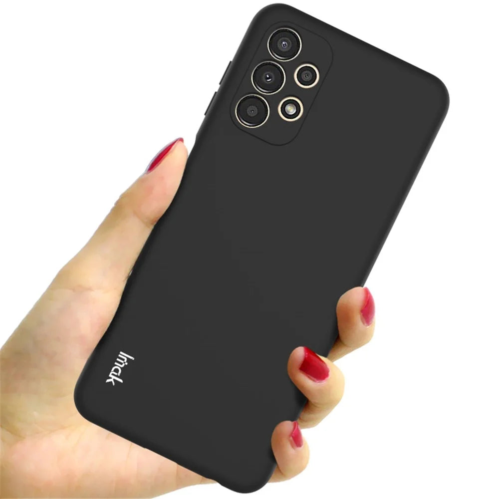 IMAK UC-2 Series for Samsung Galaxy A13 4G Drop-proof Phone Case Wear-resistant Solid Color Skin-touch Phone TPU Protective Shell - Black - 3