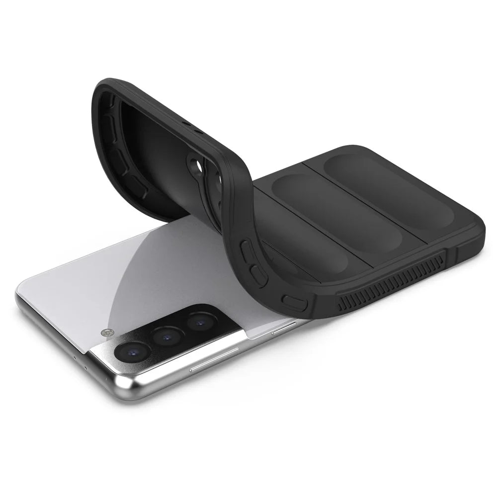 For Samsung Galaxy S21 5G Rugged Soft TPU Back Cover Shockproof Anti-wear Phone Shell Case - Black - 3