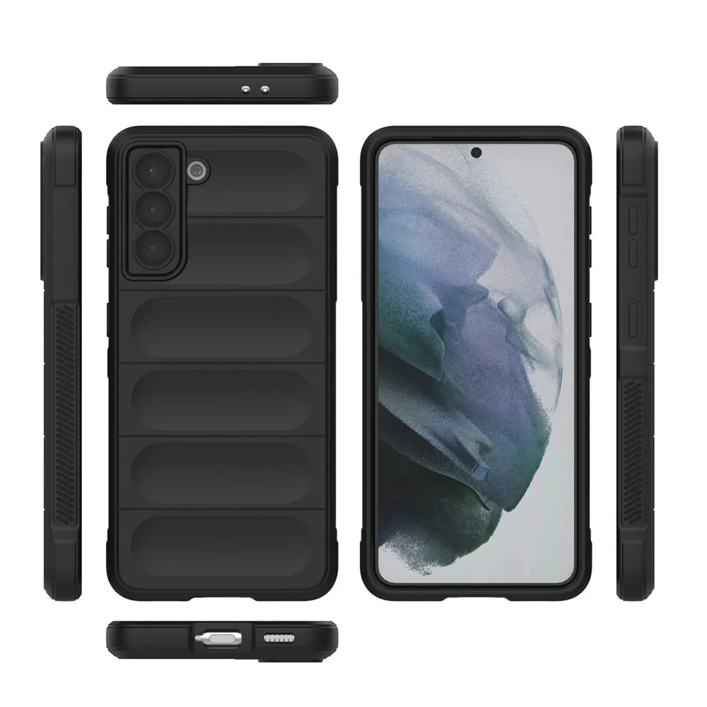 For Samsung Galaxy S21 5G Rugged Soft TPU Back Cover Shockproof Anti-wear Phone Shell Case - Black - 6