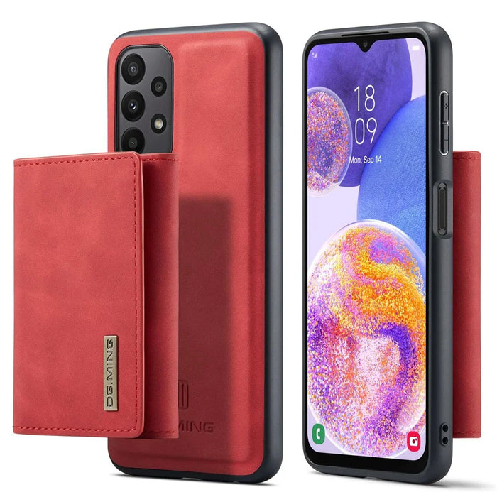 DG.MING M1 Series for Samsung Galaxy A23 5G (Global Version) / 4G Detachable 2-in-1 Wallet Style Wear-resistant Support Wireless Charging Cell Phone Case - Red - 1