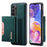 DG.MING M2 Series for Samsung Galaxy A23 5G (Global Version) / 4G Anti-scratch Anti-drop Wallet Style Magnetic 2-in-1 Phone Case Support Wireless Charging Shell - Green - 1