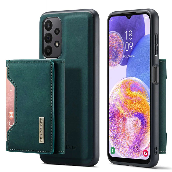 DG.MING M2 Series for Samsung Galaxy A23 5G (Global Version) / 4G Anti-scratch Anti-drop Wallet Style Magnetic 2-in-1 Phone Case Support Wireless Charging Shell - Green - 1