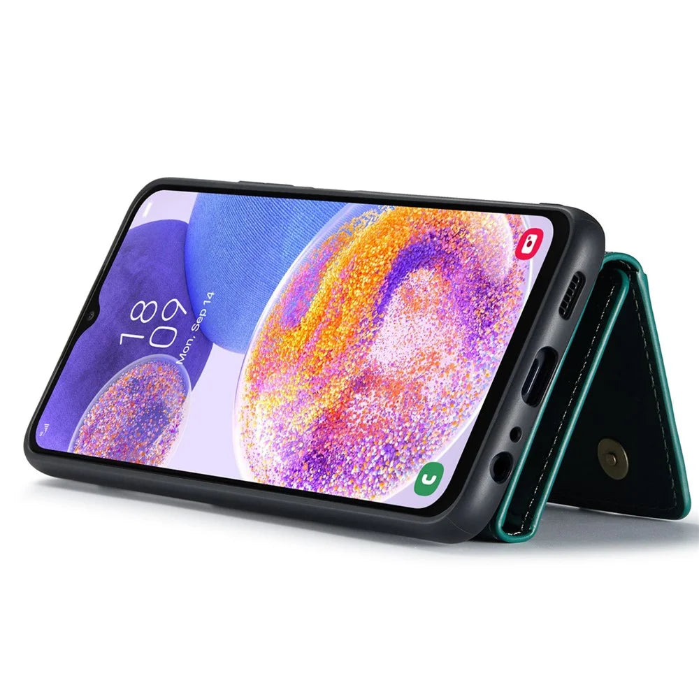 DG.MING M2 Series for Samsung Galaxy A23 5G (Global Version) / 4G Anti-scratch Anti-drop Wallet Style Magnetic 2-in-1 Phone Case Support Wireless Charging Shell - Green - 2