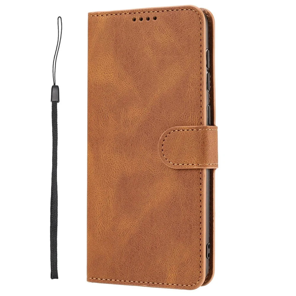 For Samsung Galaxy A13 4G / 5G / A04s 4G (164.7mm) PU Leather Wallet Case Stand Cover with Wrist Strap - Brown - 7