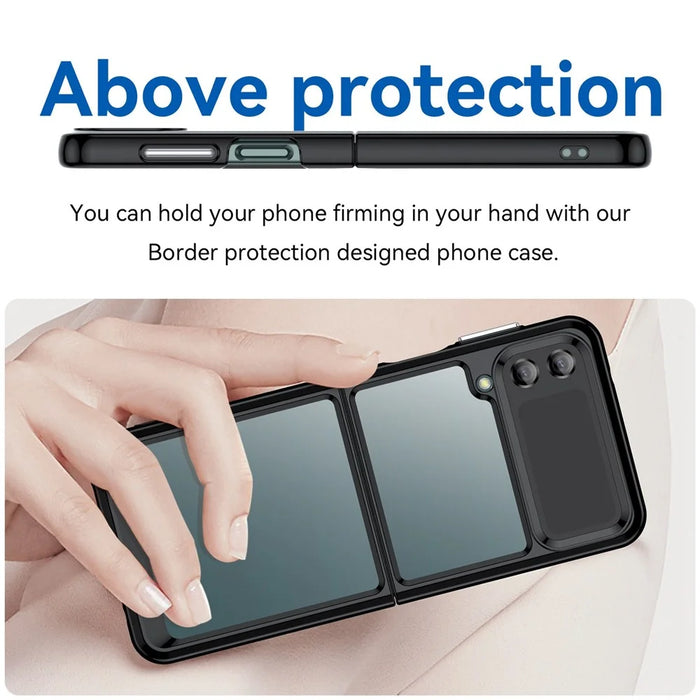 TPU+Acrylic Hybrid Cases, for Samsung Galaxy Z Flip4 5G Shockproof Mobile Phone Protective Case Cover - Black - 5