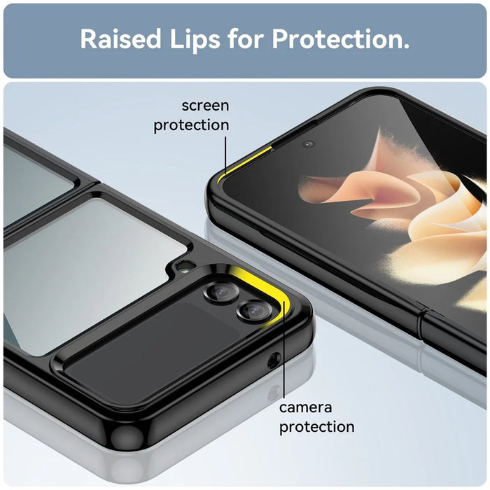 TPU+Acrylic Hybrid Cases, for Samsung Galaxy Z Flip4 5G Shockproof Mobile Phone Protective Case Cover - Black - 7