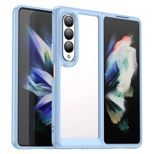 For Samsung Galaxy Z Fold4 5G Anti-Scratch TPU+Acrylic Hybrid Cases Mobile Phone Case Cover Protector - Baby Blue - 1