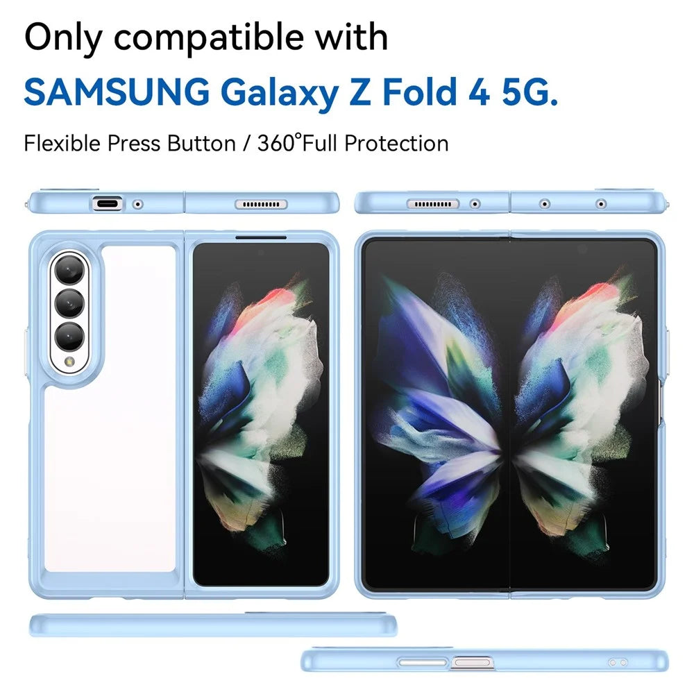 For Samsung Galaxy Z Fold4 5G Anti-Scratch TPU+Acrylic Hybrid Cases Mobile Phone Case Cover Protector - Baby Blue - 2