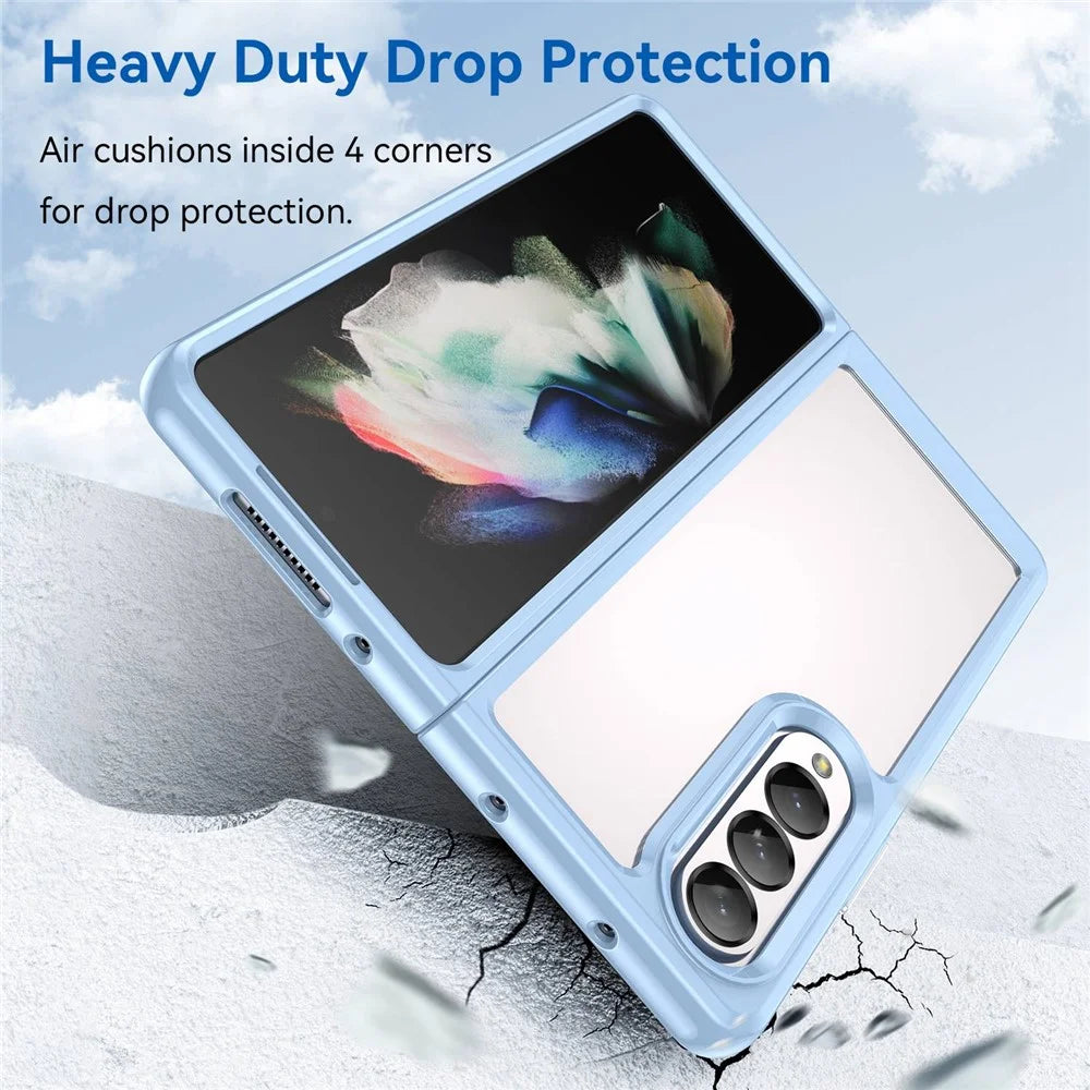 For Samsung Galaxy Z Fold4 5G Anti-Scratch TPU+Acrylic Hybrid Cases Mobile Phone Case Cover Protector - Baby Blue - 3