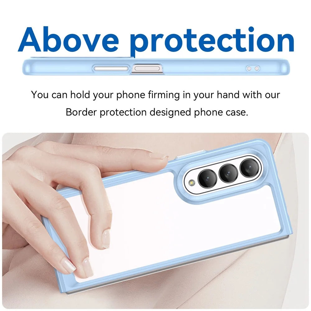 For Samsung Galaxy Z Fold4 5G Anti-Scratch TPU+Acrylic Hybrid Cases Mobile Phone Case Cover Protector - Baby Blue - 4