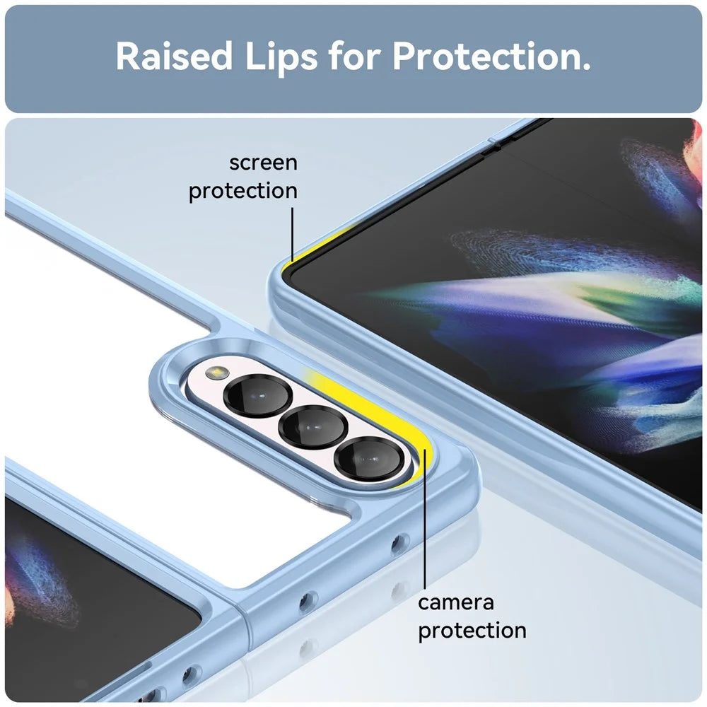For Samsung Galaxy Z Fold4 5G Anti-Scratch TPU+Acrylic Hybrid Cases Mobile Phone Case Cover Protector - Baby Blue - 6