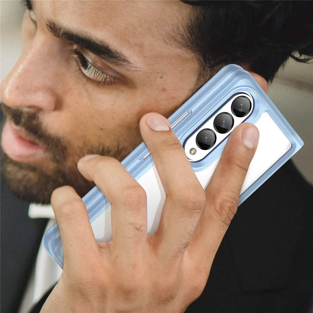 For Samsung Galaxy Z Fold4 5G Anti-Scratch TPU+Acrylic Hybrid Cases Mobile Phone Case Cover Protector - Baby Blue - 7