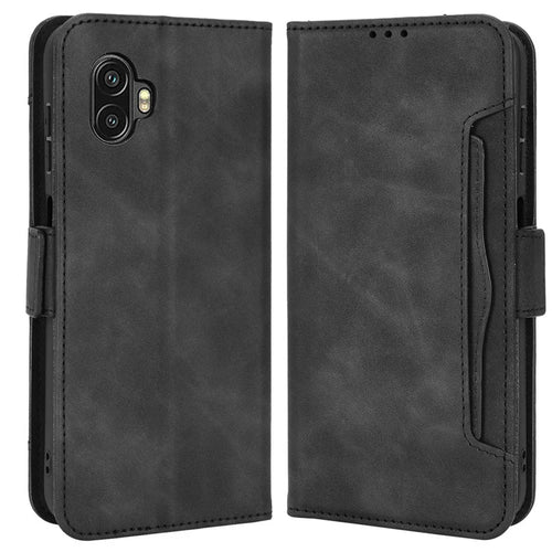 For Samsung Galaxy Xcover6 Pro 5G PU Leather Wear-resistant Phone Case Wallet Stand Cover Shell with Multiple Card Slots - Black - 1