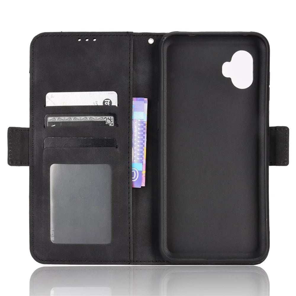 For Samsung Galaxy Xcover6 Pro 5G PU Leather Wear-resistant Phone Case Wallet Stand Cover Shell with Multiple Card Slots - Black - 5
