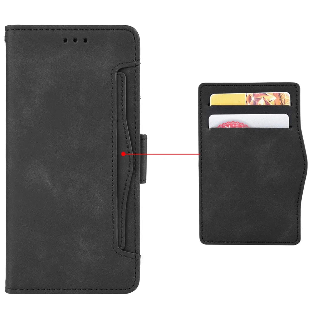 For Samsung Galaxy Xcover6 Pro 5G PU Leather Wear-resistant Phone Case Wallet Stand Cover Shell with Multiple Card Slots - Black - 7