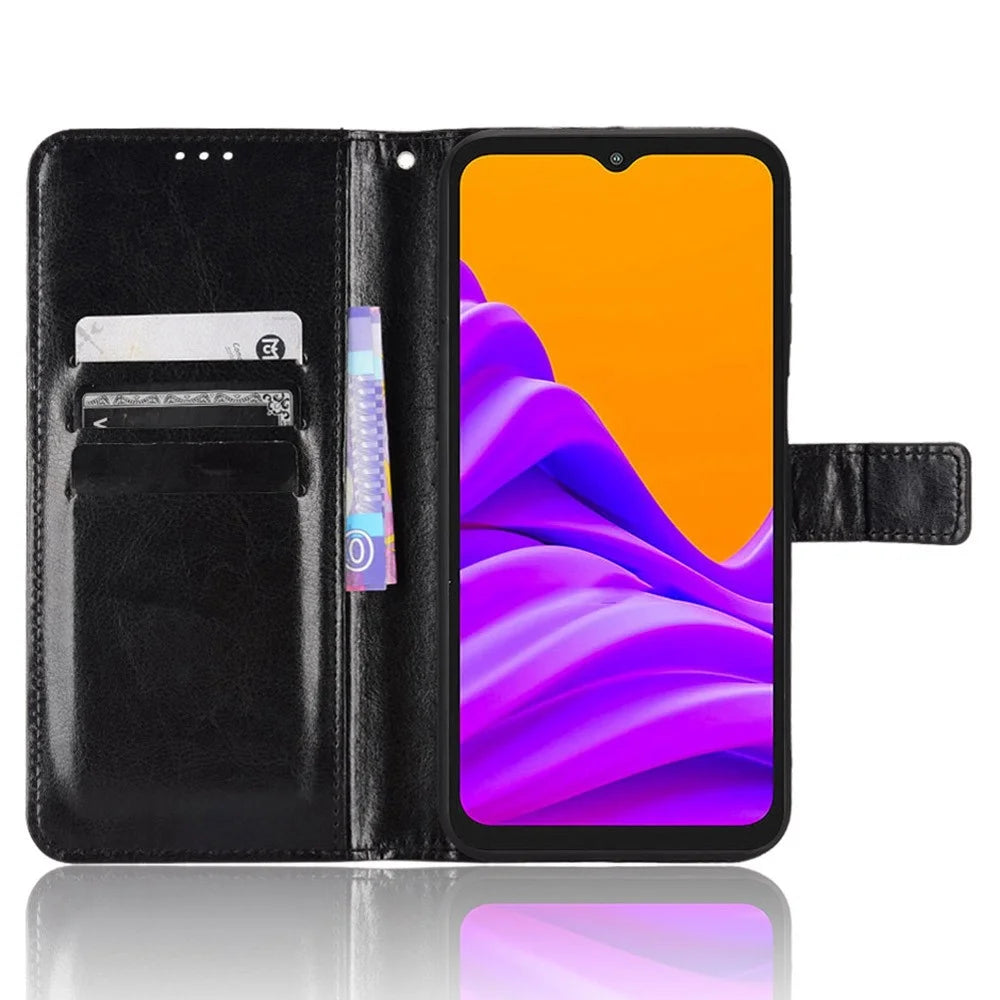 Crazy Horse Texture Case for Samsung Galaxy Xcover6 Pro 5G, Adjustable Stand PU Leather Phone Cover with Wallet - Black - 2