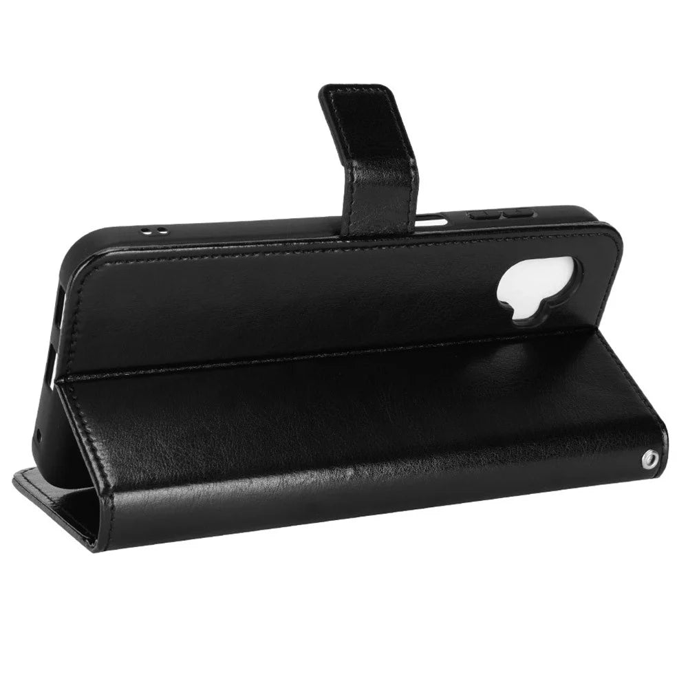 Crazy Horse Texture Case for Samsung Galaxy Xcover6 Pro 5G, Adjustable Stand PU Leather Phone Cover with Wallet - Black - 3