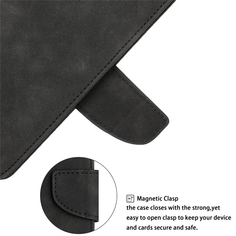 For Samsung Galaxy A52 4G/5G/A52s 5G Well Protection Magnetic Clasp PU Leather Case Solid Color Wallet Stand Anti-scratch Phone Cover - Black - 5